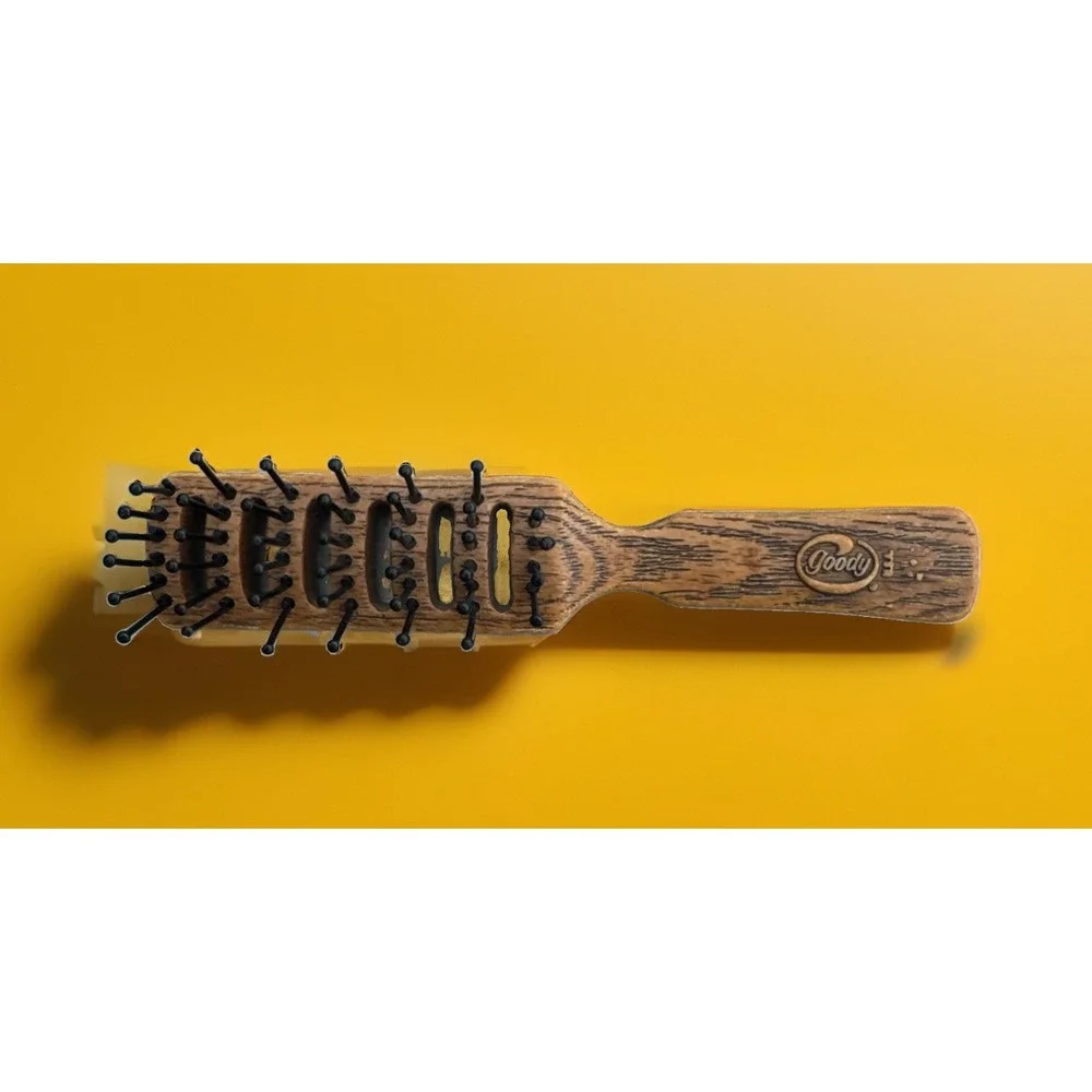 Vintage GOODY USA Faux Wood Vented Styling Hair Brush Ball Tipped 6